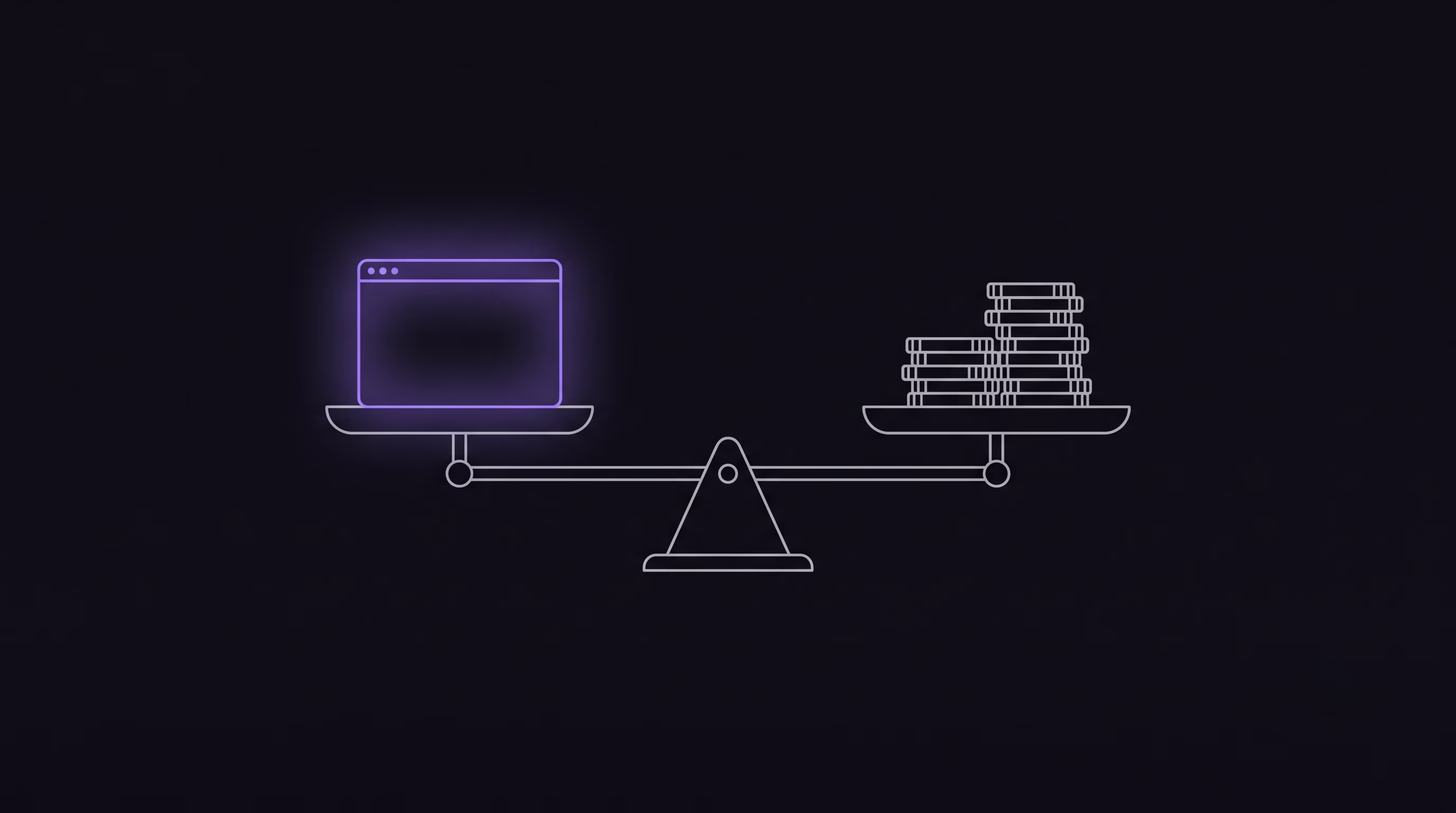Illustration — une balance équilibrée entre un site web et son coût