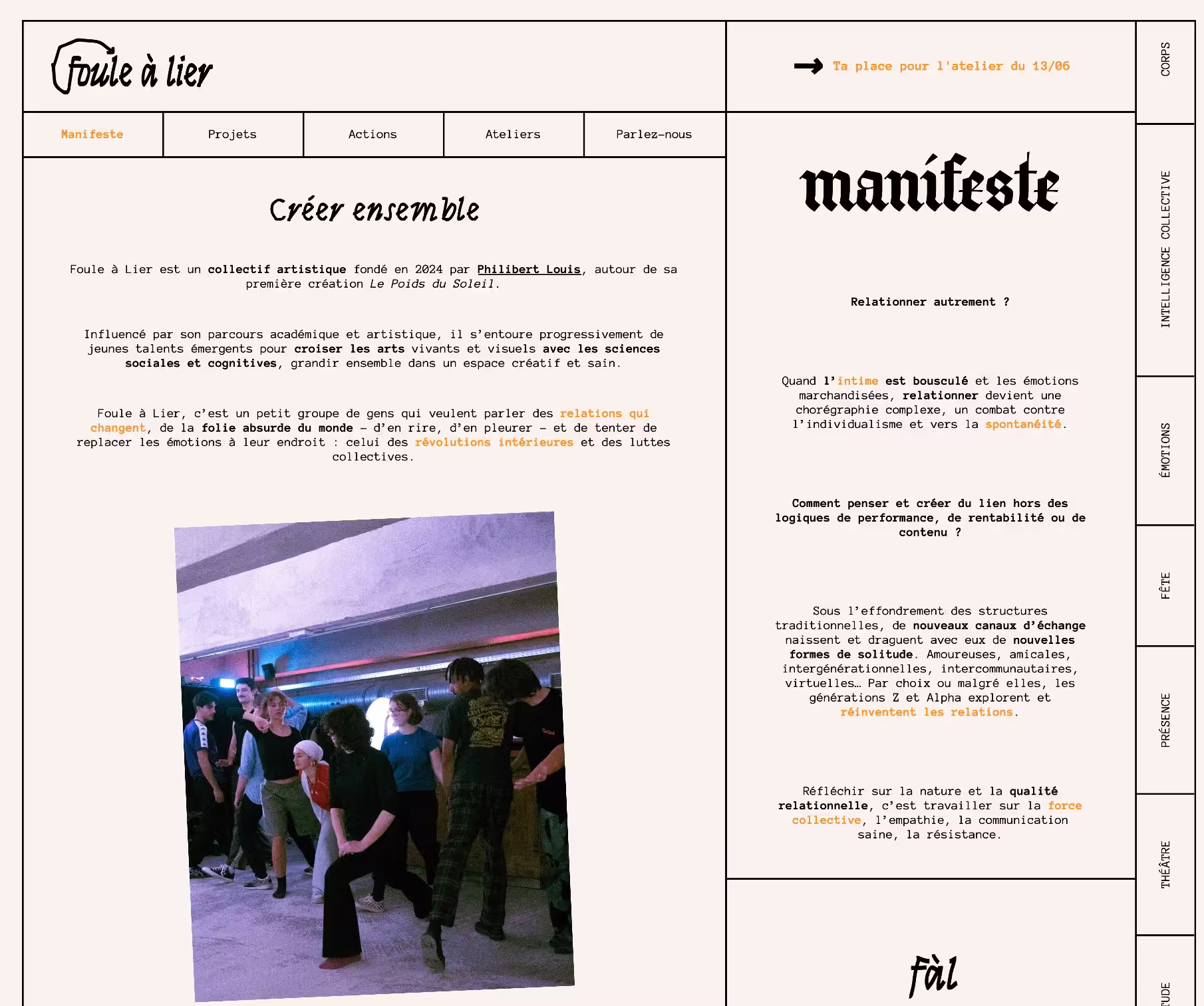 Site web pour Foule à Lier — Collectif Artistique