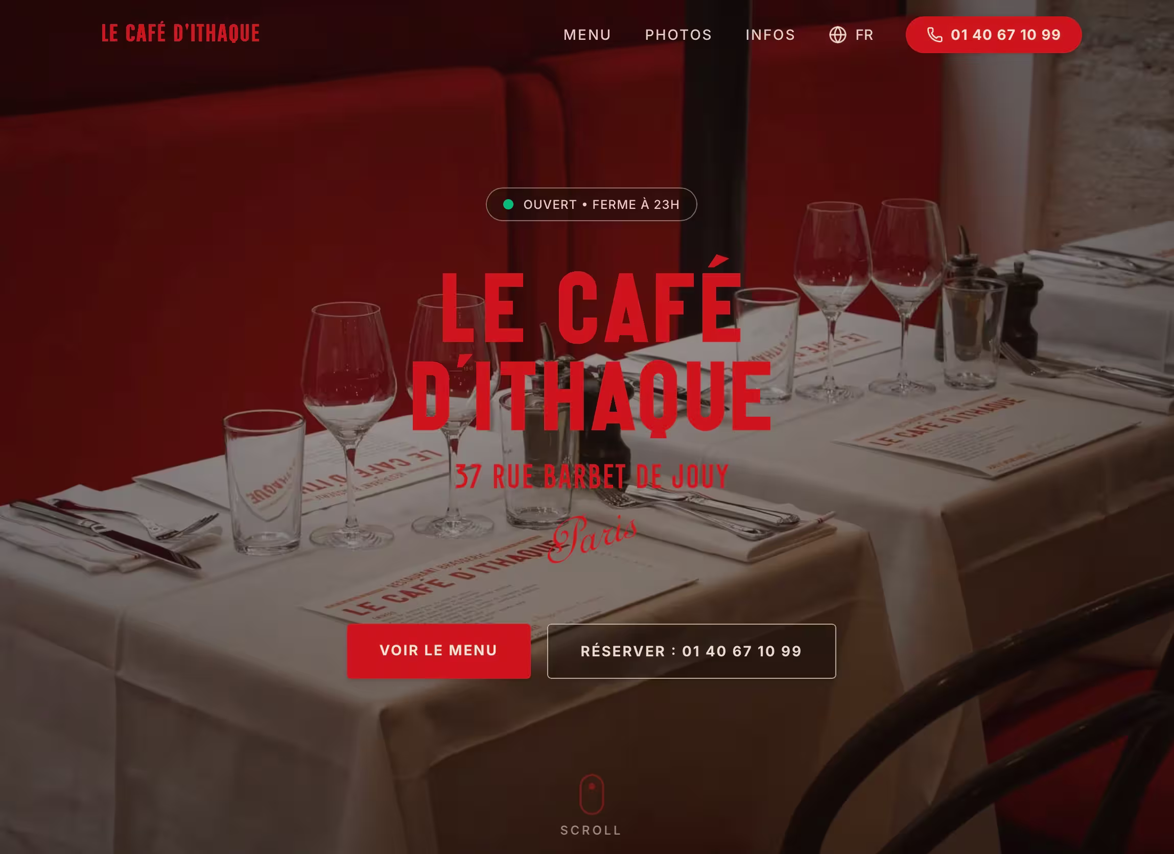 Site web pour Le Café d'Ithaque — Brasserie Paris 7