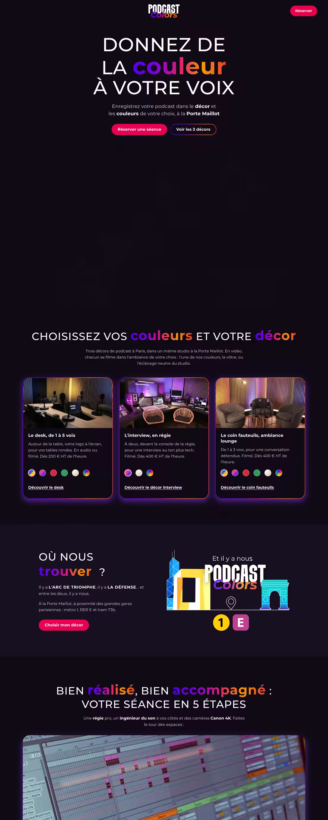 Screenshot of the Podcast Colors website