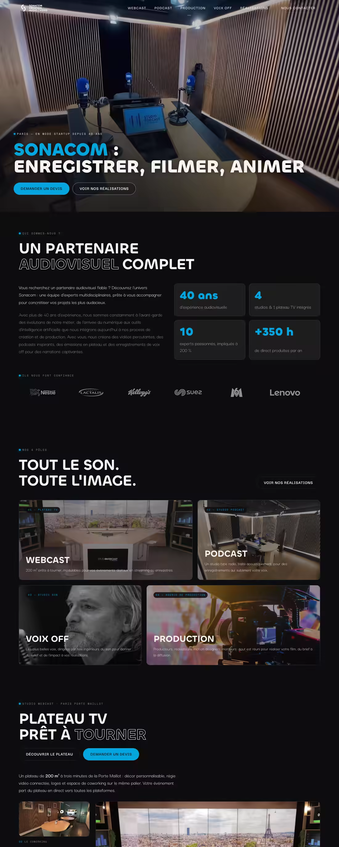 Screenshot of the Sonacom website