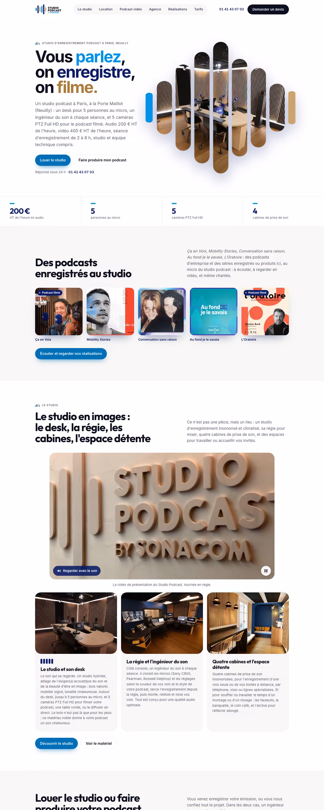 Capture du site Studio Podcast