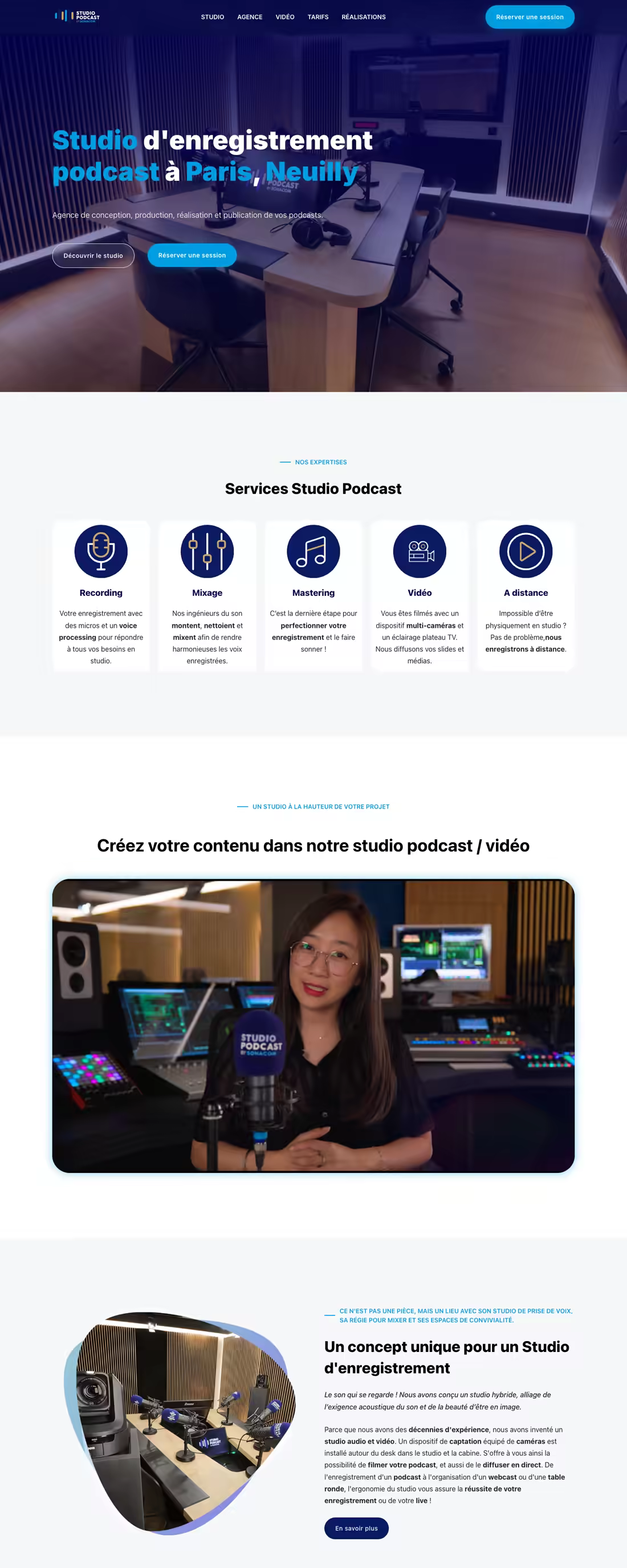Screenshot of the Studio Podcast website